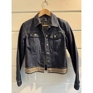 Ann Taylor Denim Jacket with lace trim, Women, XS